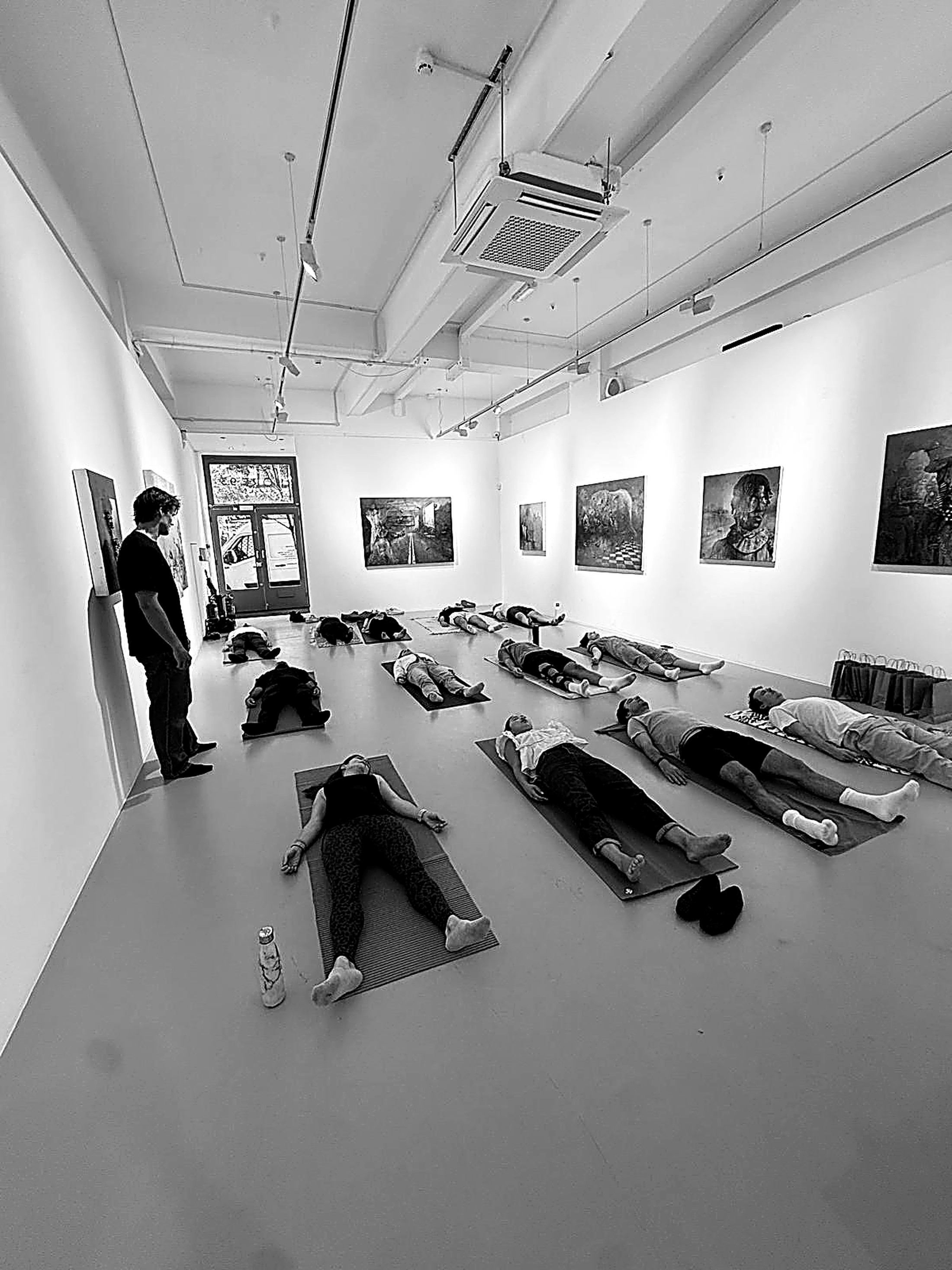 Group breathwork session at a private gallery in Fitzrovia